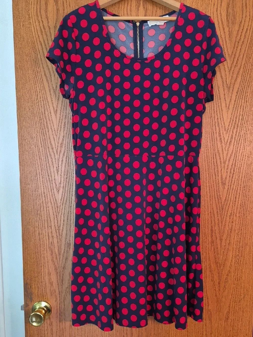 MICHAEL Michael Kors Navy Blue with Red Polka Dots Dress Sz XL